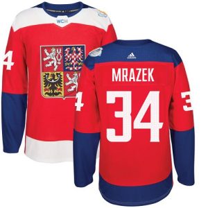 Herren Team Czech Republic #34 Petr Mrazek Authentic Rot Auswärts 2016 World Cup